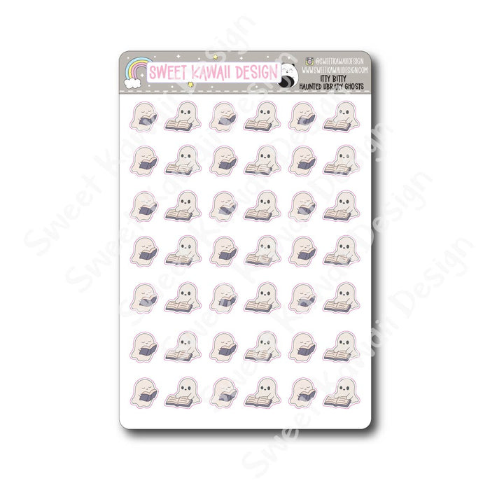 Kawaii Haunted Library Stickers - Ghosts