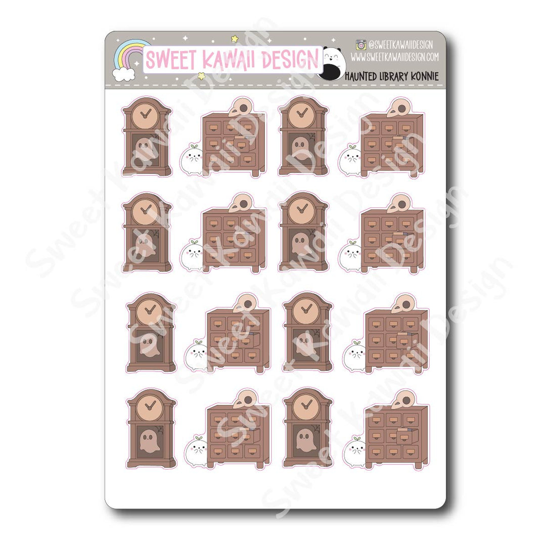 Kawaii Haunted Library Stickers - Konnie