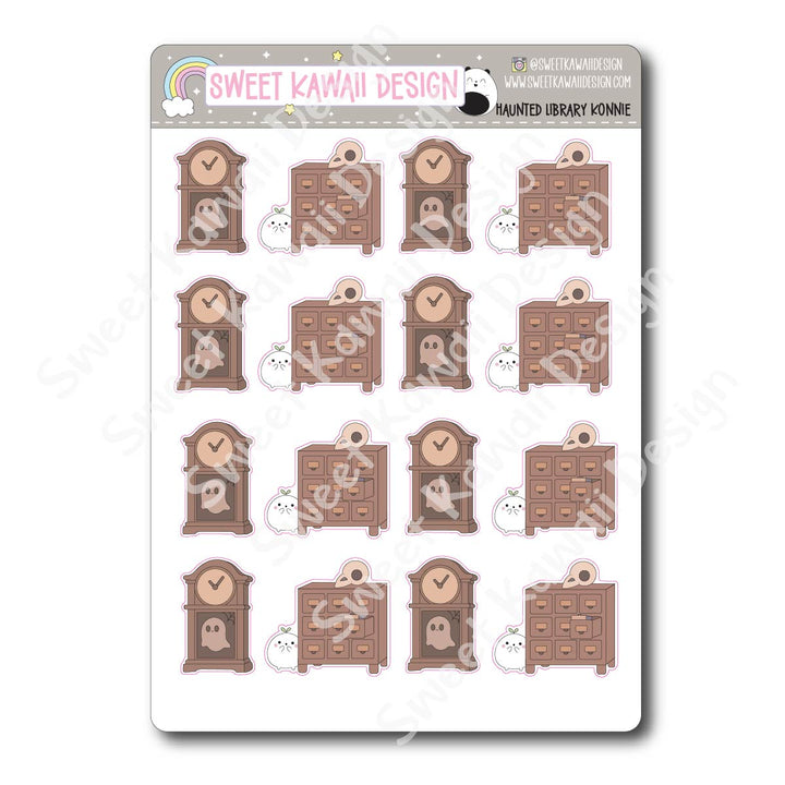 Kawaii Haunted Library Stickers - Konnie
