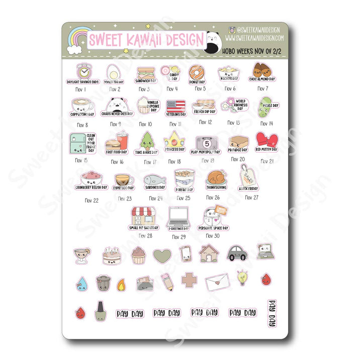 November 2026 Monthly Overview Stickers - HOBONICHI WEEKS