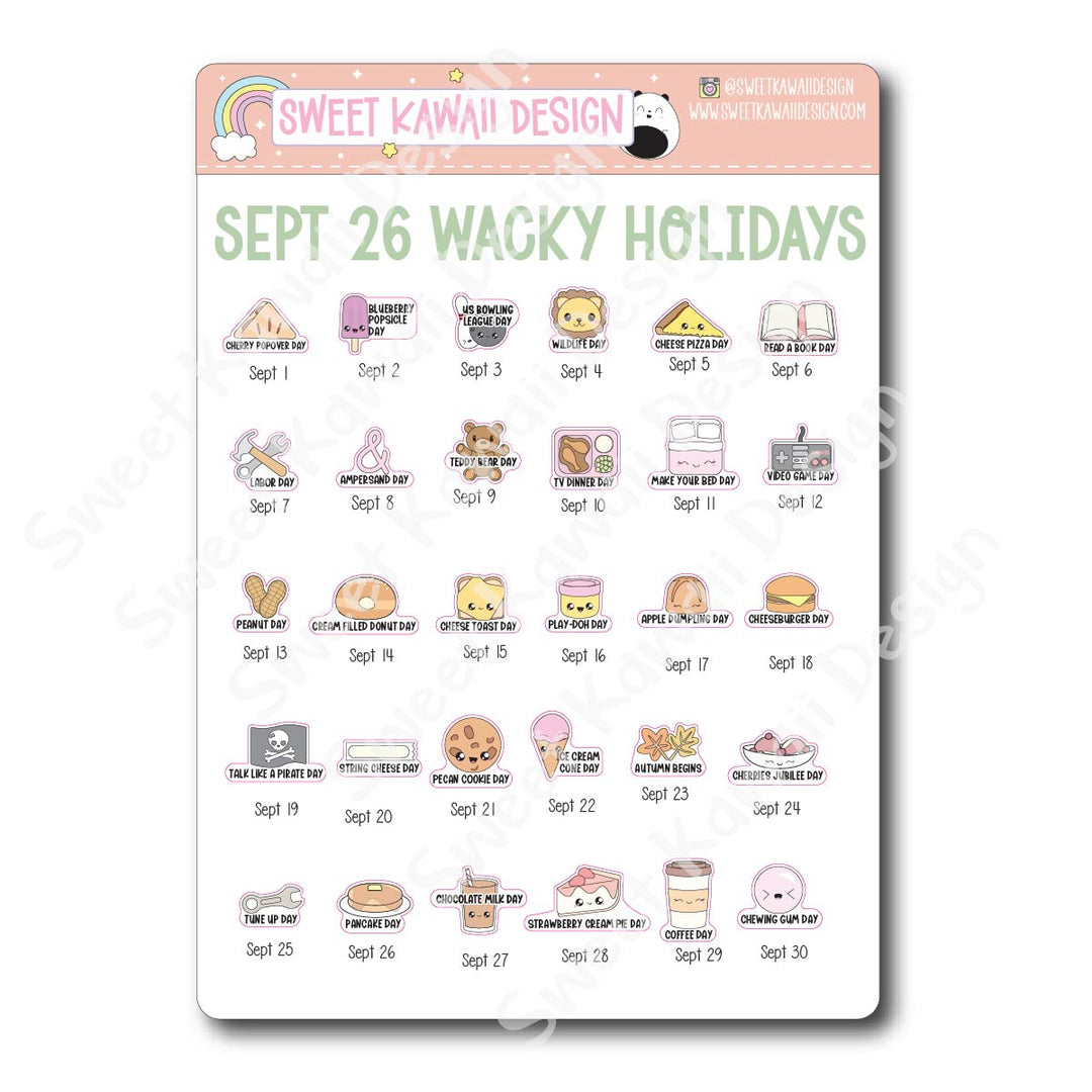 Itty Bitty Kawaii Celebrate the Day Stickers - September 2026