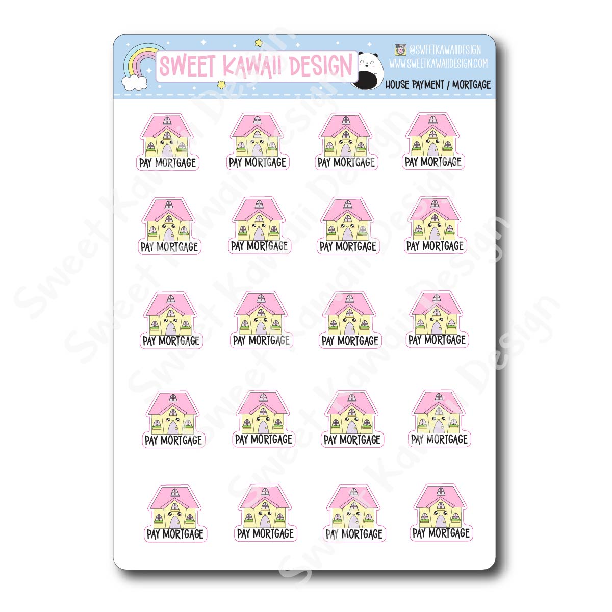 Kawaii House Payment Stickers