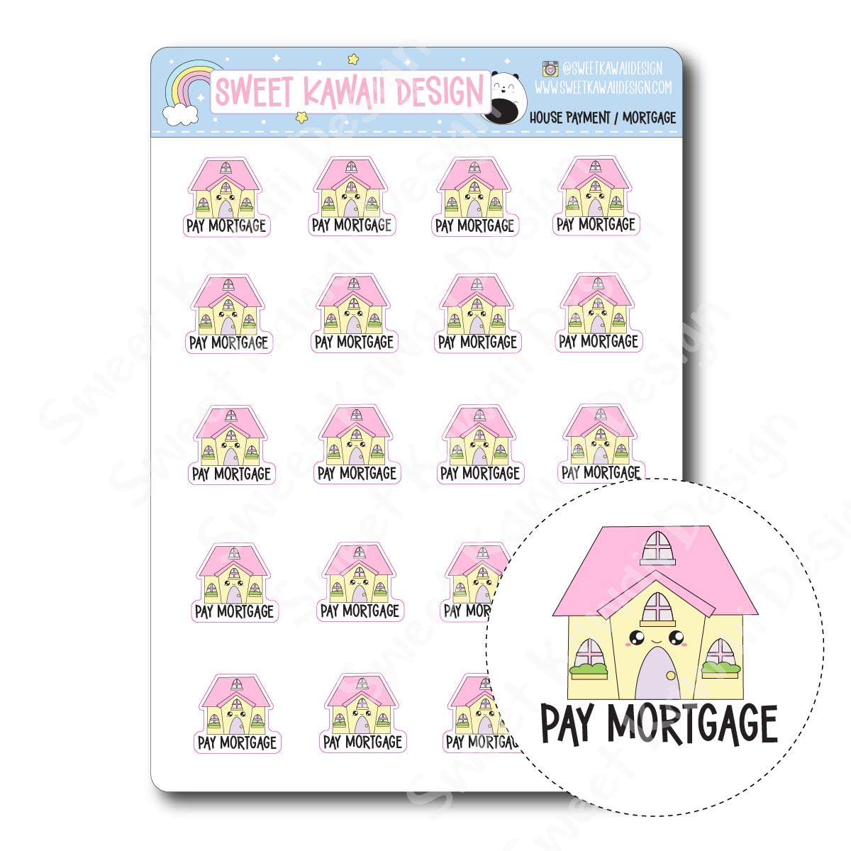 Kawaii House Payment Stickers