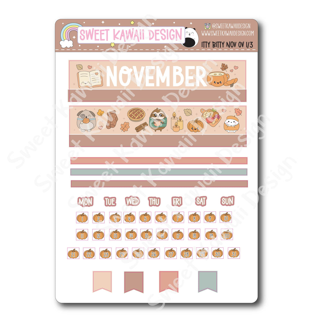 Itty Bitty November 2025 Monthly Overview Stickers