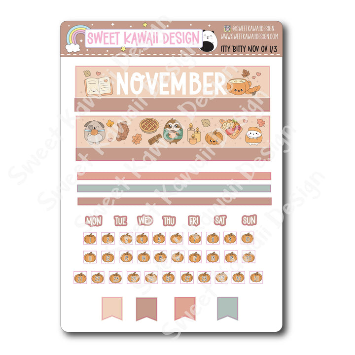 Itty Bitty November 2025 Monthly Overview Stickers