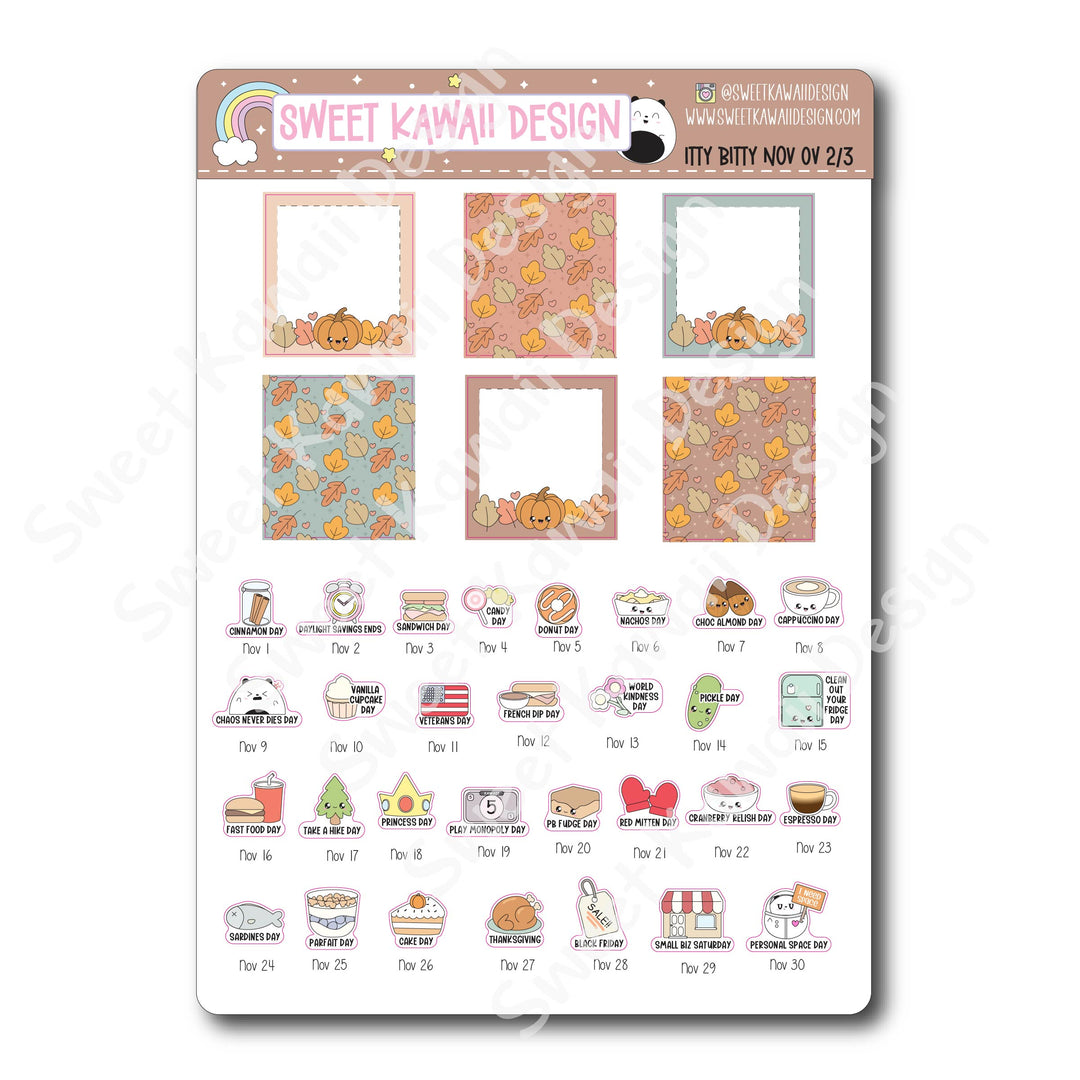 Itty Bitty November 2025 Monthly Overview Stickers
