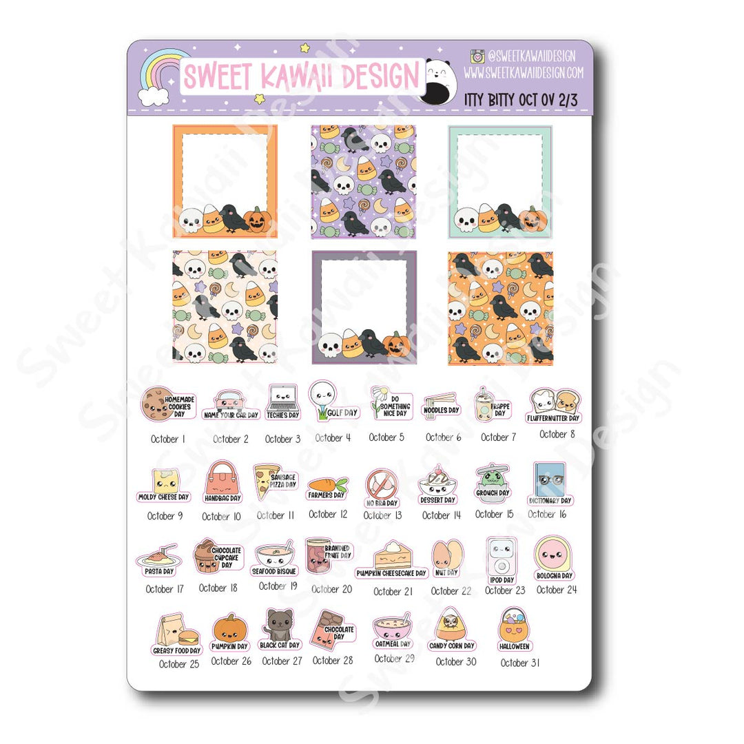 Itty Bitty October 2026 Monthly Overview Stickers