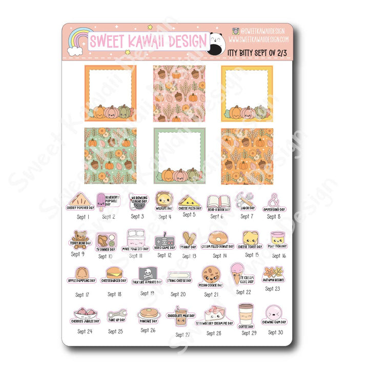 Itty Bitty September 2026 Monthly Overview Stickers