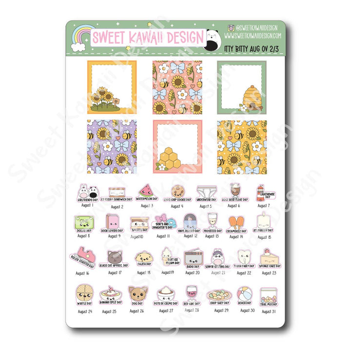 Itty Bitty August 2026 Monthly Overview Stickers