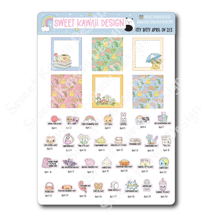Itty Bitty April 2026 Monthly Overview Stickers