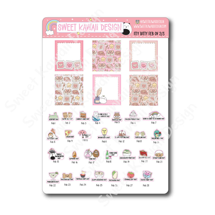 Itty Bitty February 2026 Monthly Overview Stickers