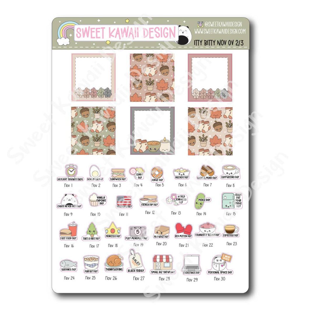 Itty Bitty November 2026 Monthly Overview Stickers