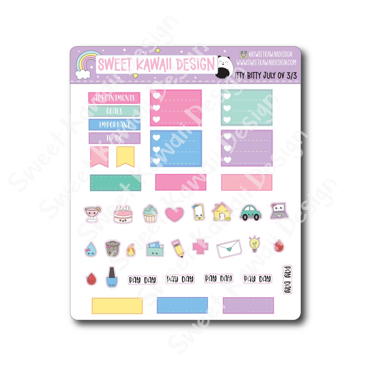 Itty Bitty July 2024 Monthly Overview Stickers