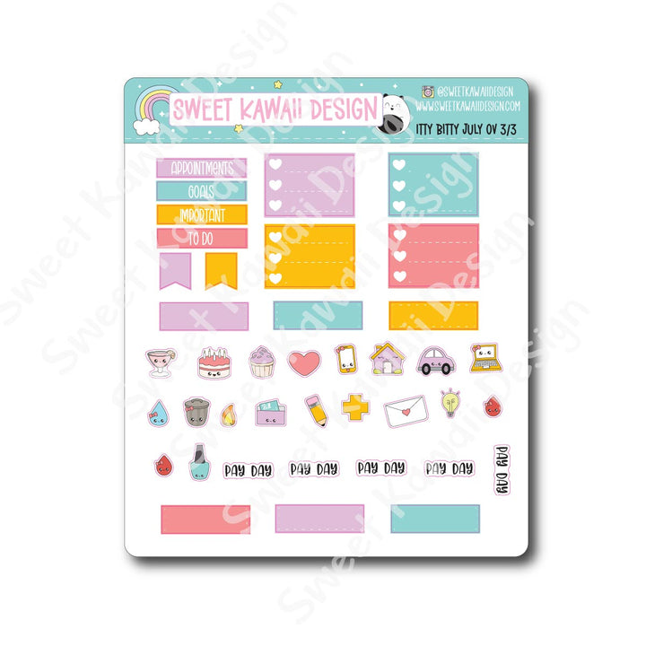Itty Bitty July 2025 Monthly Overview Stickers