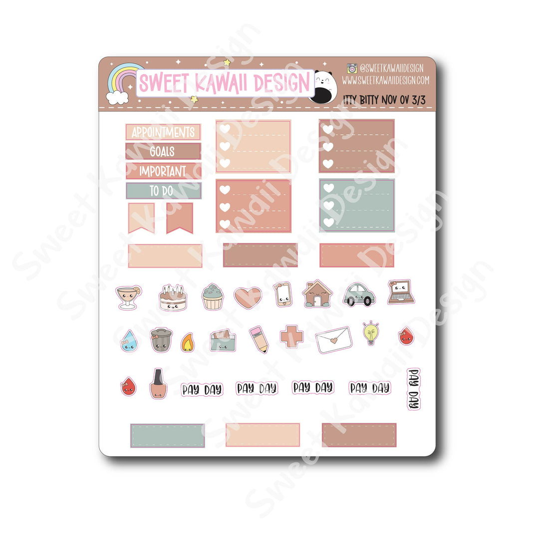 Itty Bitty November 2025 Monthly Overview Stickers