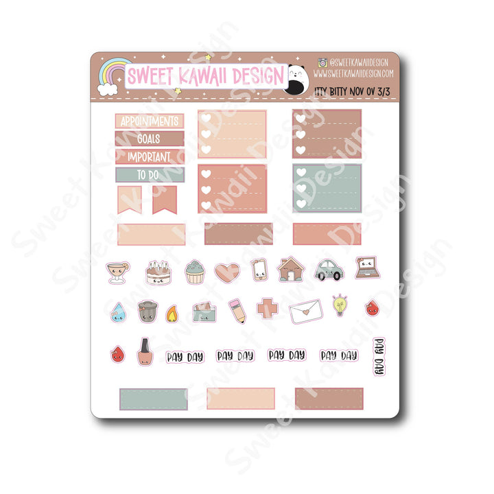 Itty Bitty November 2025 Monthly Overview Stickers