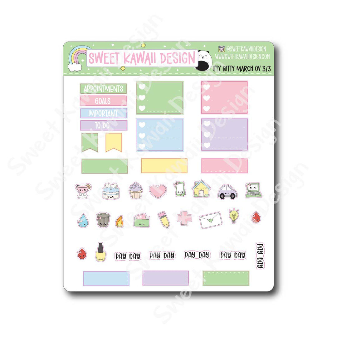 Itty Bitty March 2026 Monthly Overview Stickers