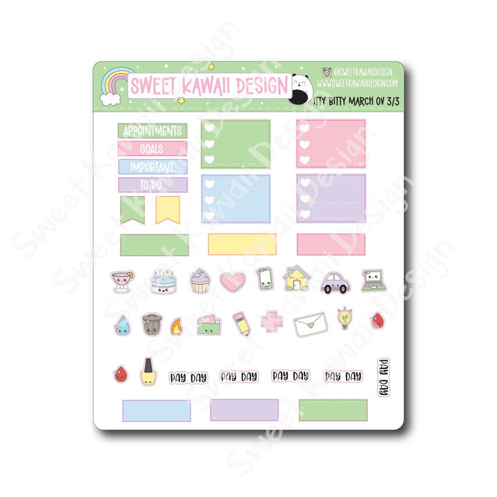 Itty Bitty March 2026 Monthly Overview Stickers
