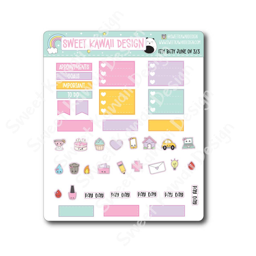 Itty Bitty June 2026 Monthly Overview Stickers