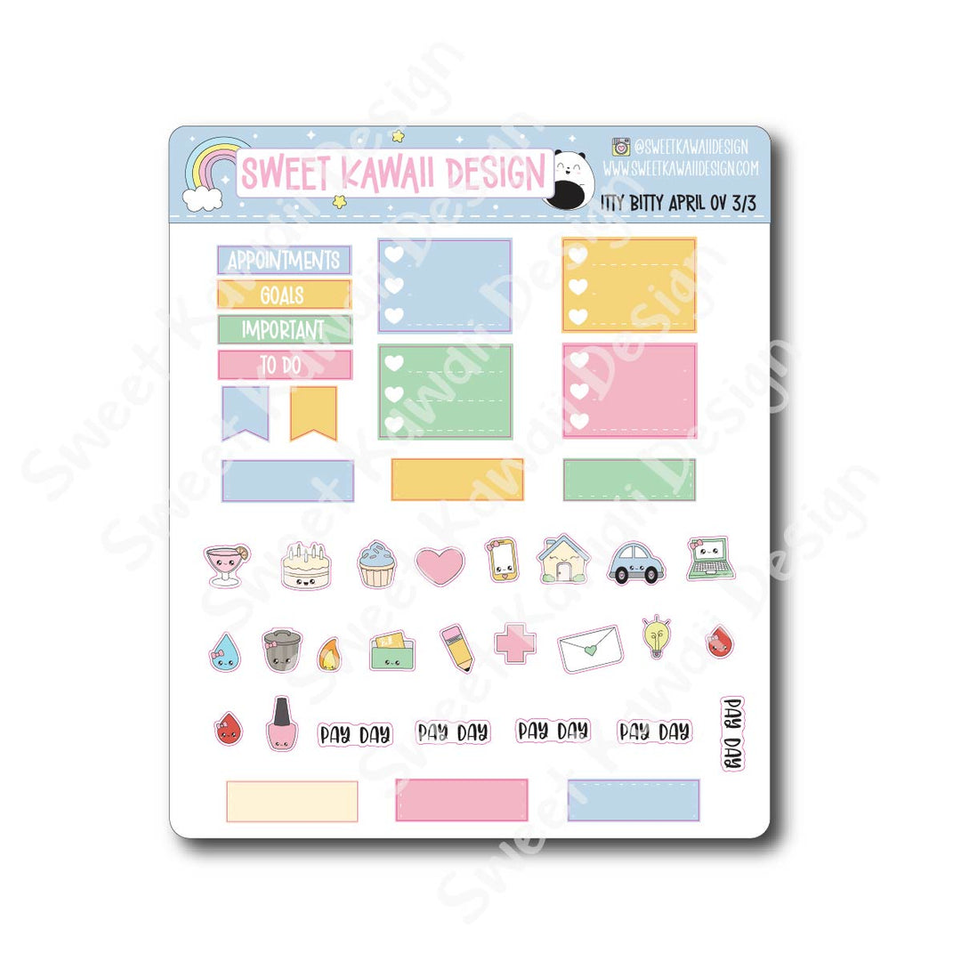 Itty Bitty April 2026 Monthly Overview Stickers