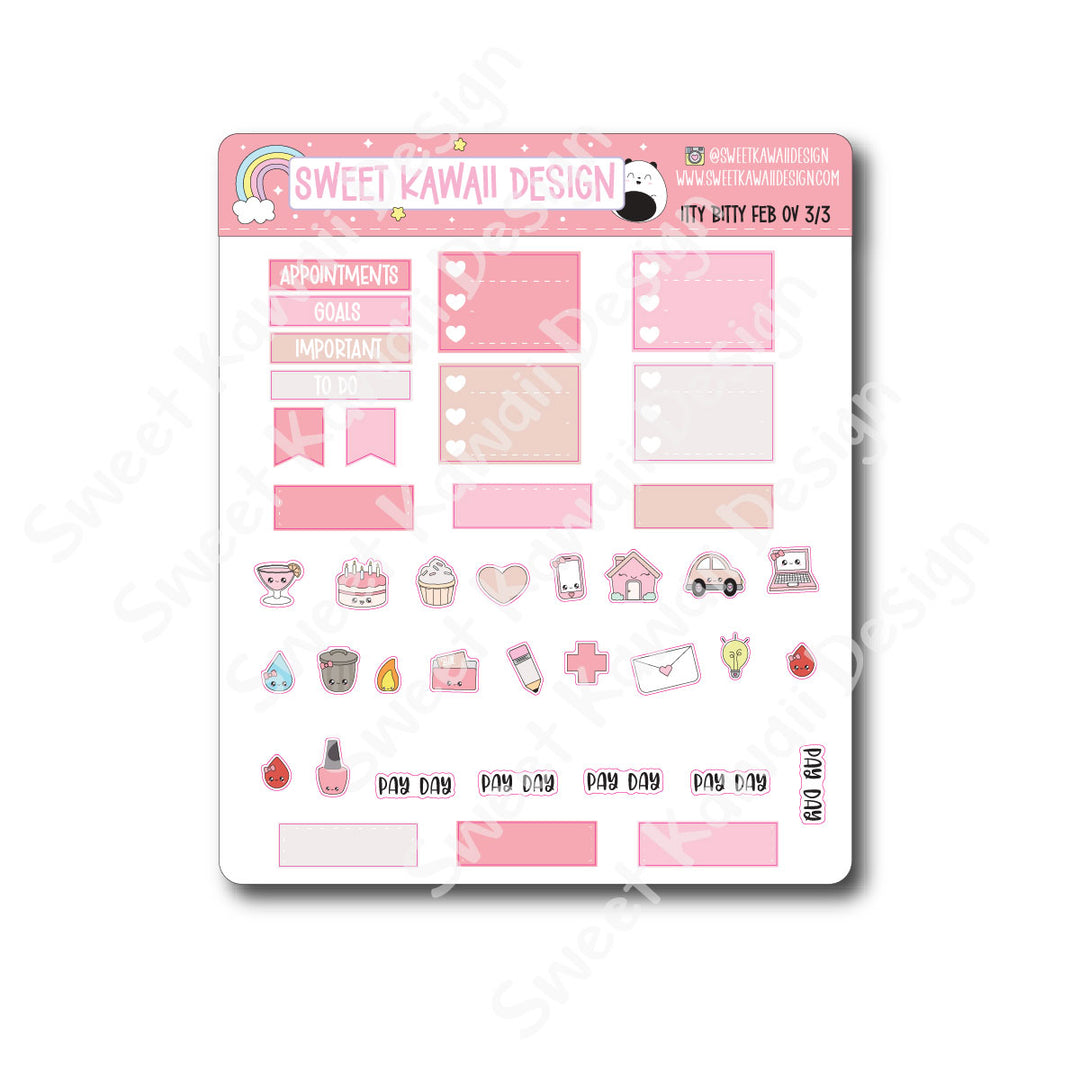Itty Bitty February 2026 Monthly Overview Stickers