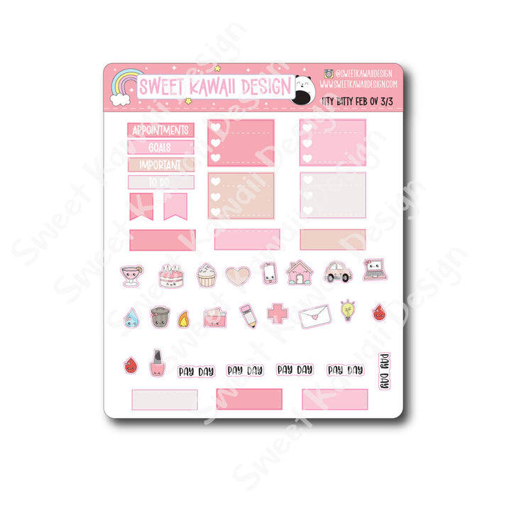 Itty Bitty February 2026 Monthly Overview Stickers