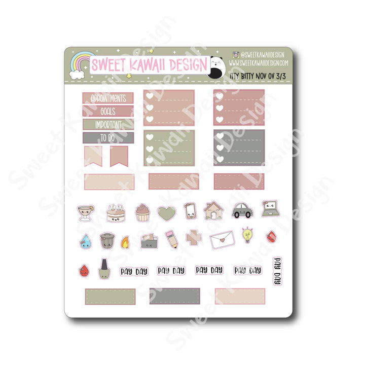 Itty Bitty November 2026 Monthly Overview Stickers