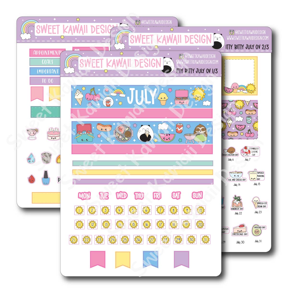 Itty Bitty July 2024 Monthly Overview Stickers
