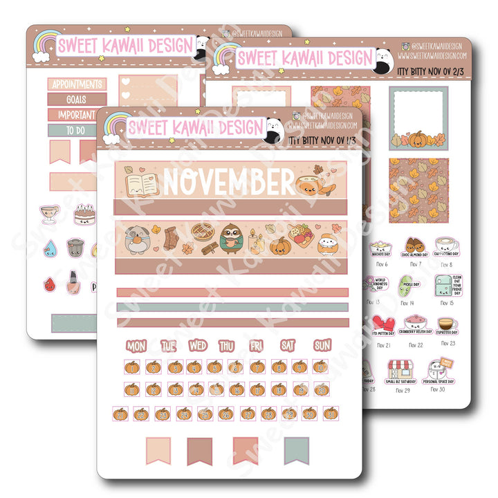 Itty Bitty November 2025 Monthly Overview Stickers