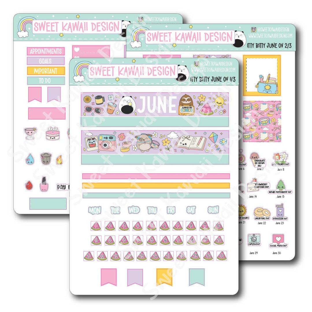 Itty Bitty June 2026 Monthly Overview Stickers