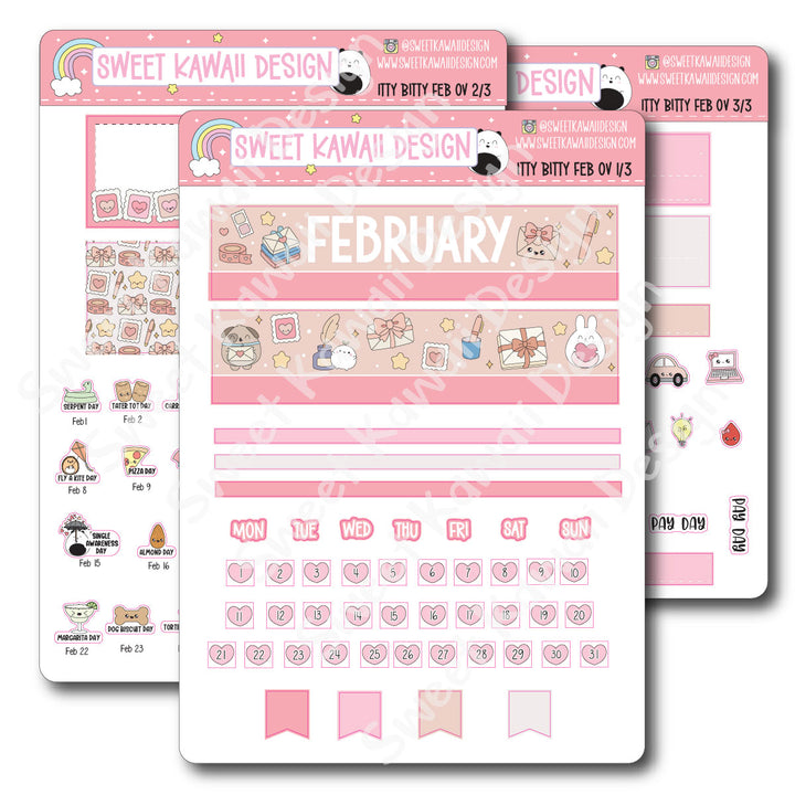 Itty Bitty February 2026 Monthly Overview Stickers
