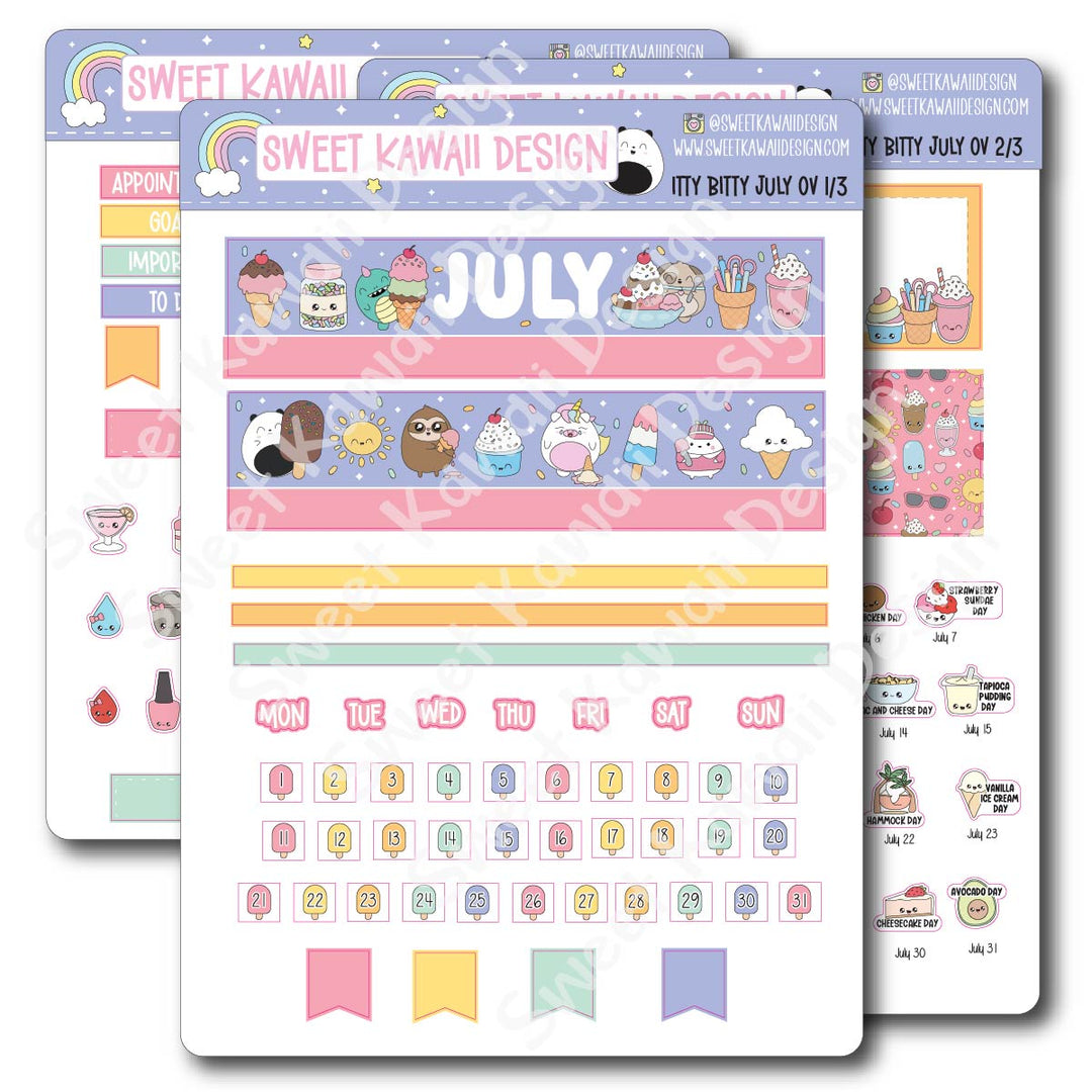 Itty Bitty July 2026 Monthly Overview Stickers