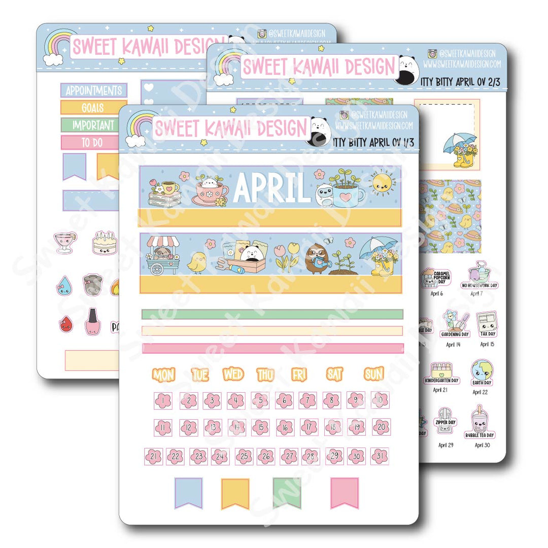 Itty Bitty April 2026 Monthly Overview Stickers