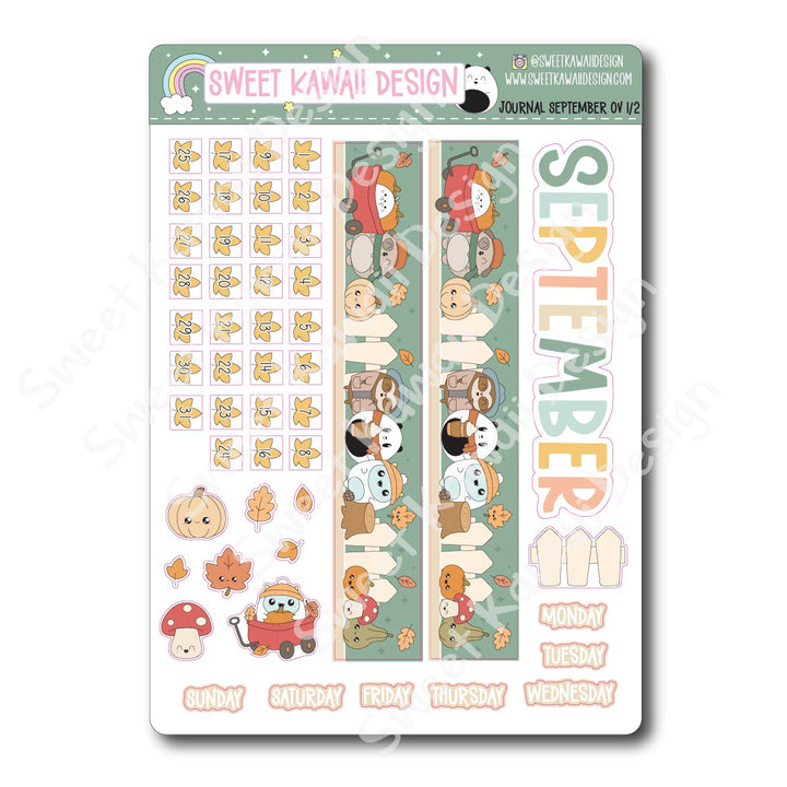 September 2025 Monthly Overview Stickers - Journal