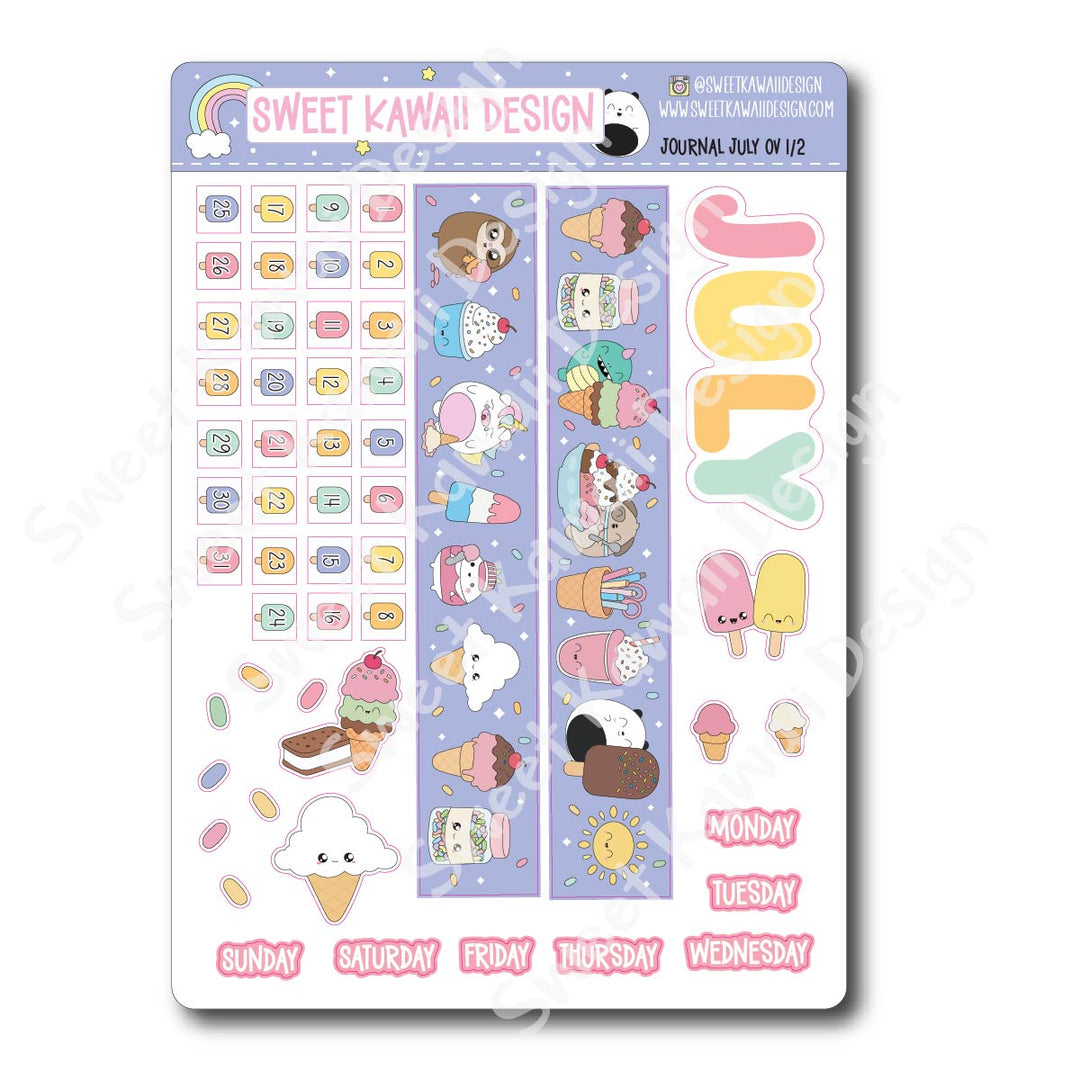 July 2026 Monthly Overview Stickers - Journal