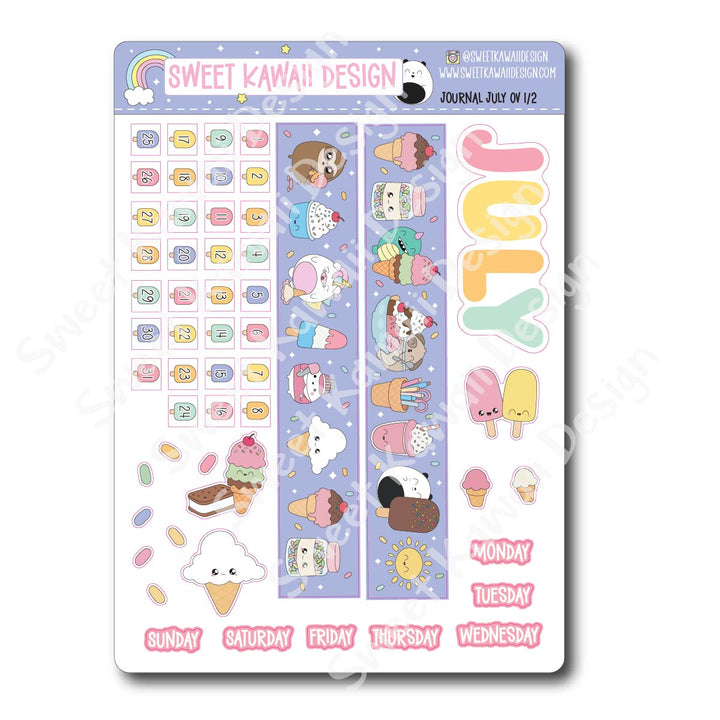 July 2026 Monthly Overview Stickers - Journal