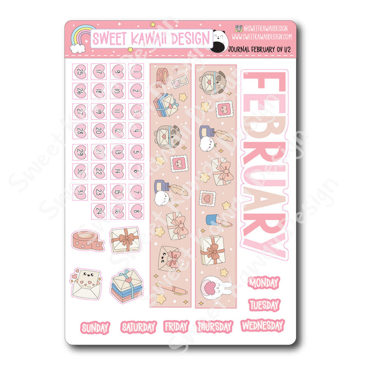February 2026 Monthly Overview Stickers - Journal