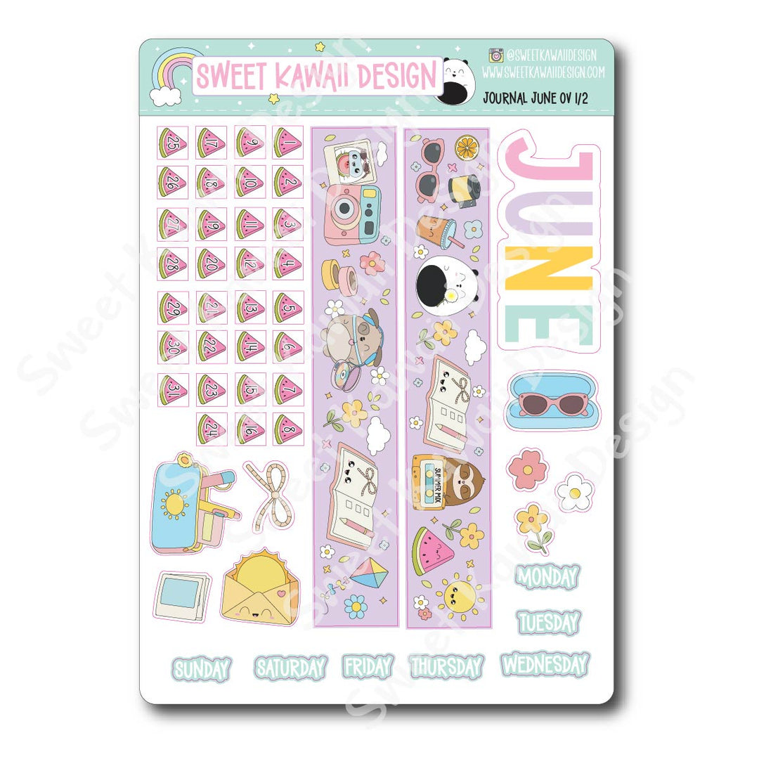 June 2026 Monthly Overview Stickers - Journal