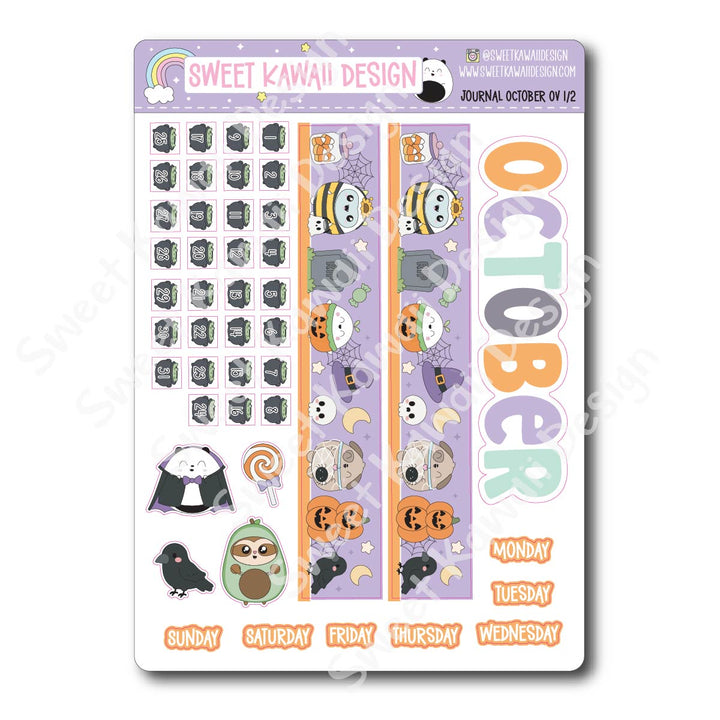 October 2026 Monthly Overview Stickers - Journal
