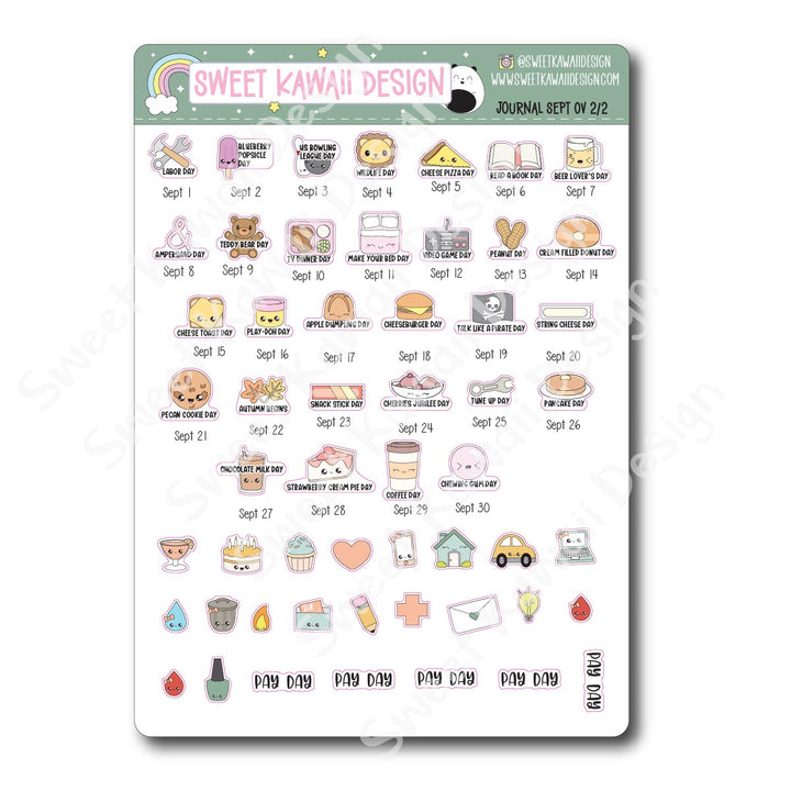 September 2025 Monthly Overview Stickers - Journal