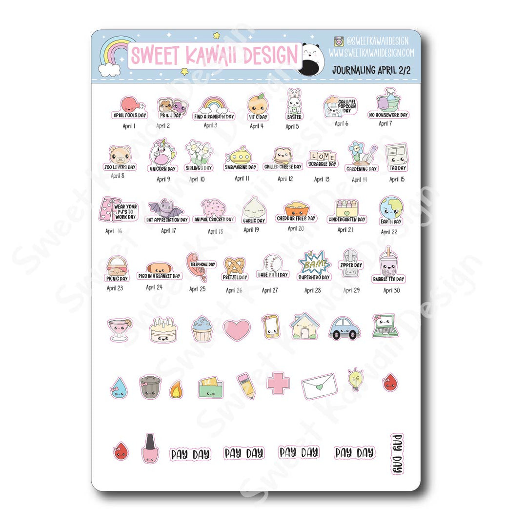 April 2026 Monthly Overview Stickers - Journal