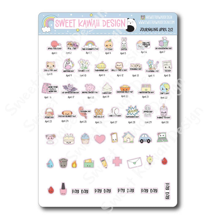 April 2026 Monthly Overview Stickers - Journal