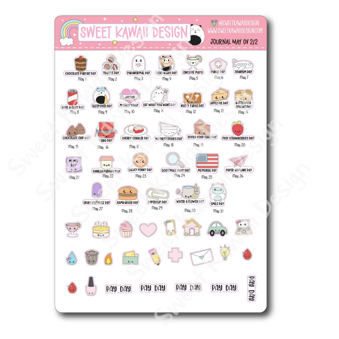 May 2026 Monthly Overview Stickers - Journal