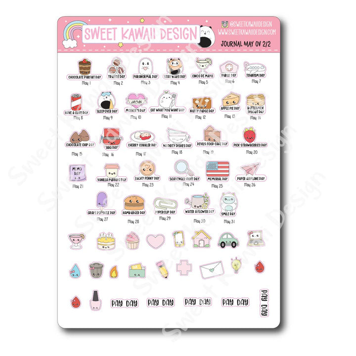 May 2026 Monthly Overview Stickers - Journal