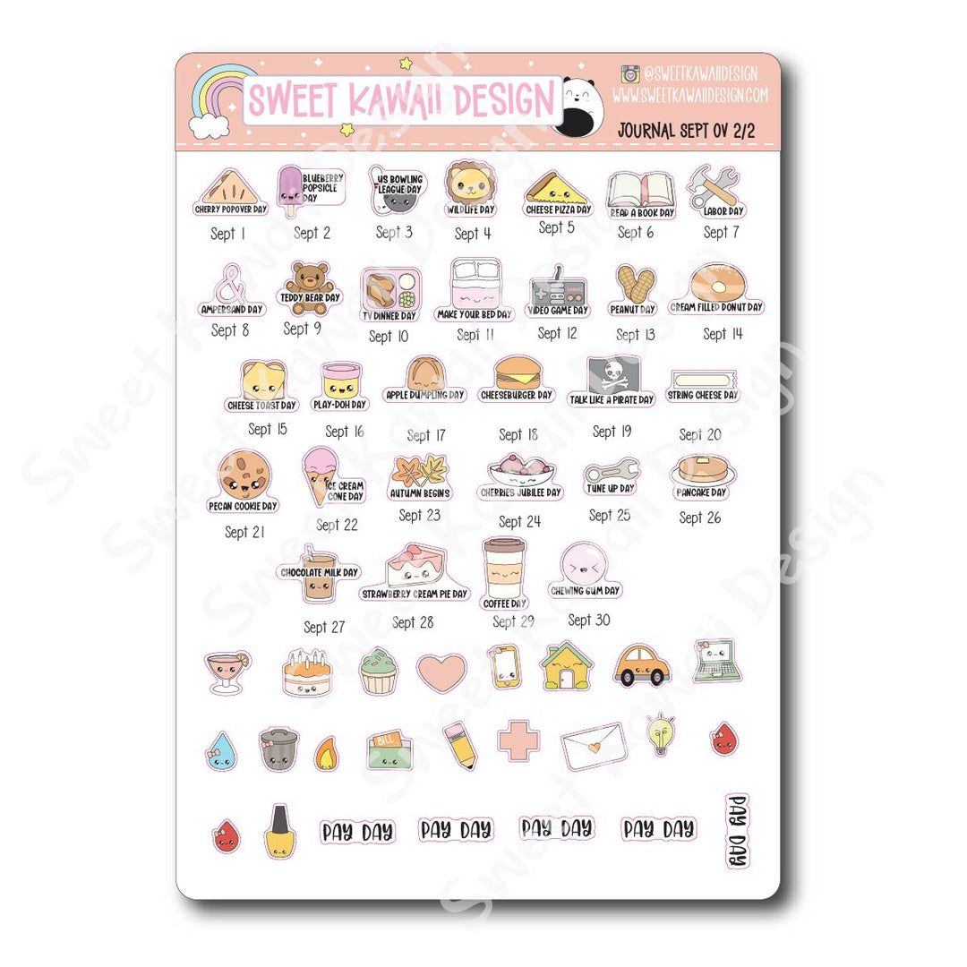 September 2026 Monthly Overview Stickers - Journal