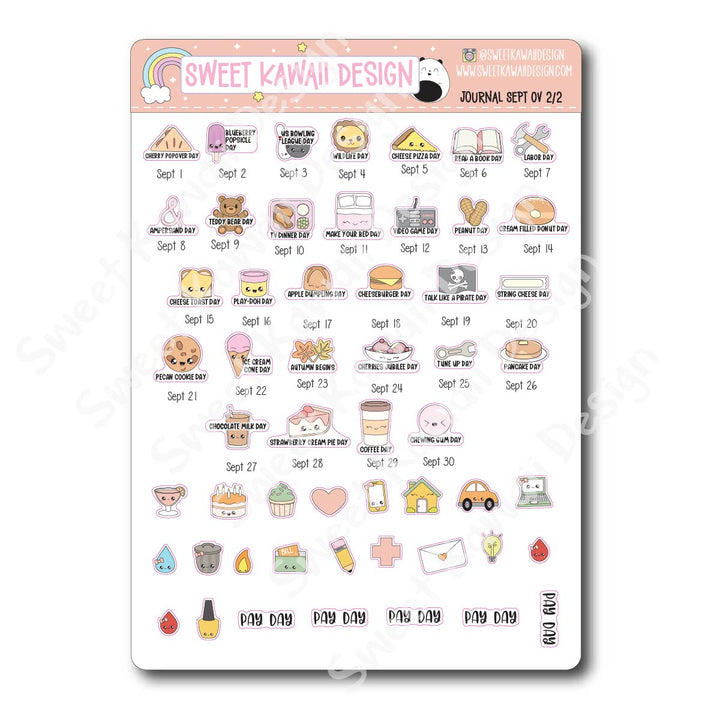 September 2026 Monthly Overview Stickers - Journal