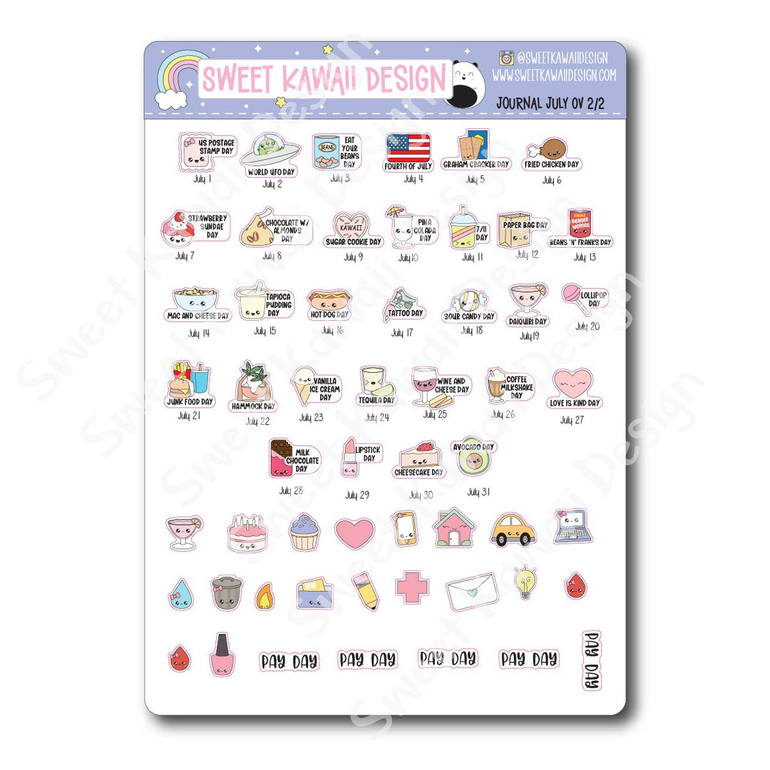 July 2026 Monthly Overview Stickers - Journal