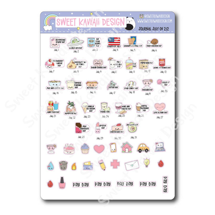 July 2026 Monthly Overview Stickers - Journal