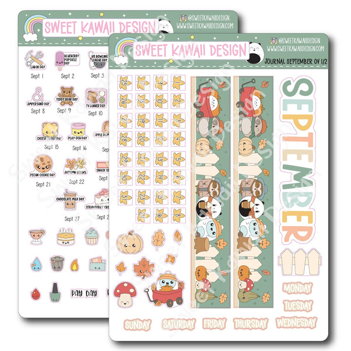 September 2025 Monthly Overview Stickers - Journal