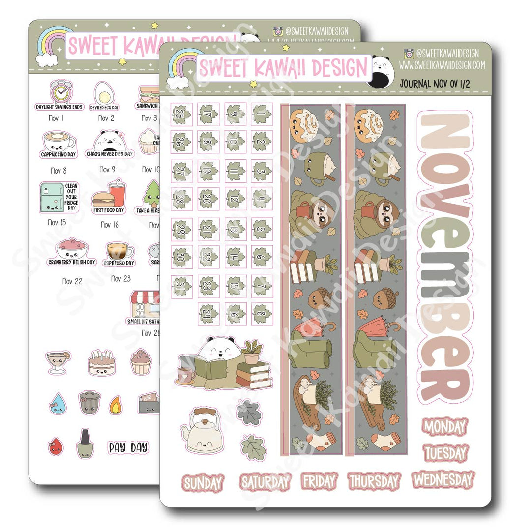 November 2026 Monthly Overview Stickers - Journal